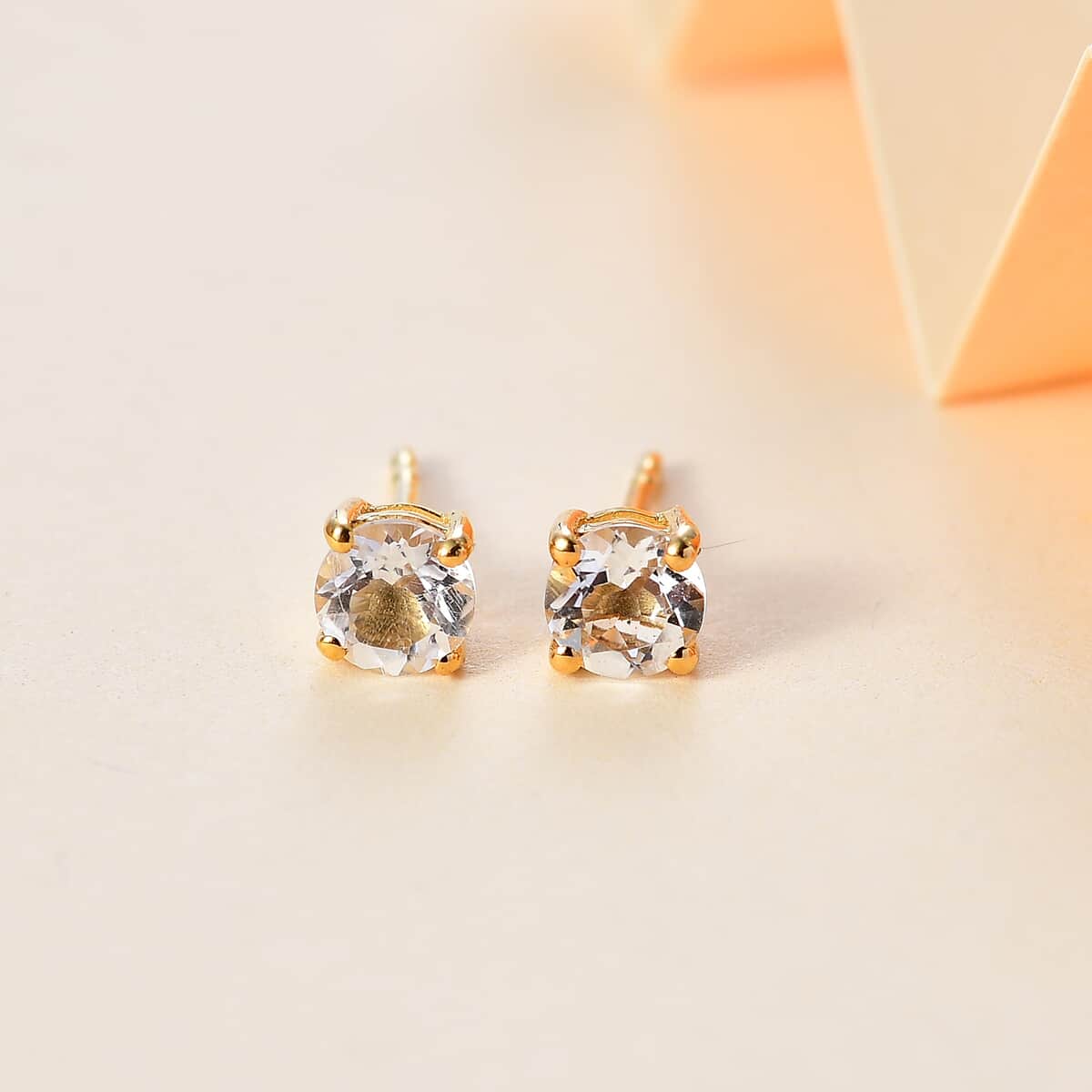 Brazilian Petalite Solitaire Stud Earrings in 18K Vermeil Yellow Gold Over Sterling Silver 0.75 ctw image number 1