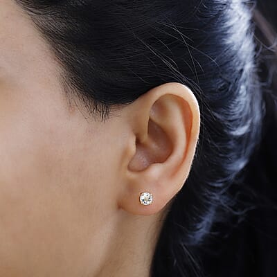 D'Joy Brazilian Petalite Solitaire Stud Earrings in 18K Vermeil Yellow Gold Over Sterling Silver 0.75 ctw