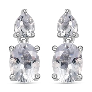 Brazilian Petalite Celebrity Earrings in Rhodium Over Sterling Silver 2.35 ctw
