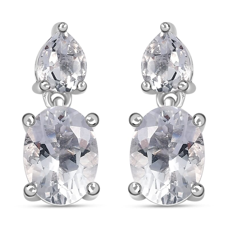 Brazilian Petalite Celebrity Earrings in Rhodium Over Sterling Silver 2.35 ctw
