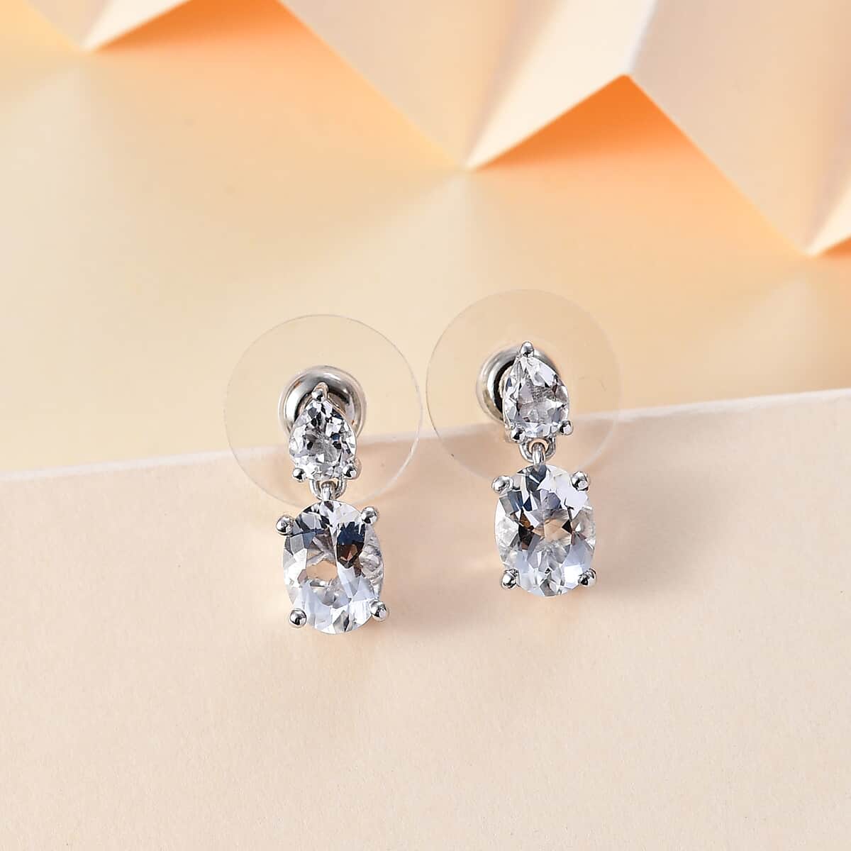 Brazilian Petalite Celebrity Earrings in Rhodium Over Sterling Silver 2.35 ctw image number 1