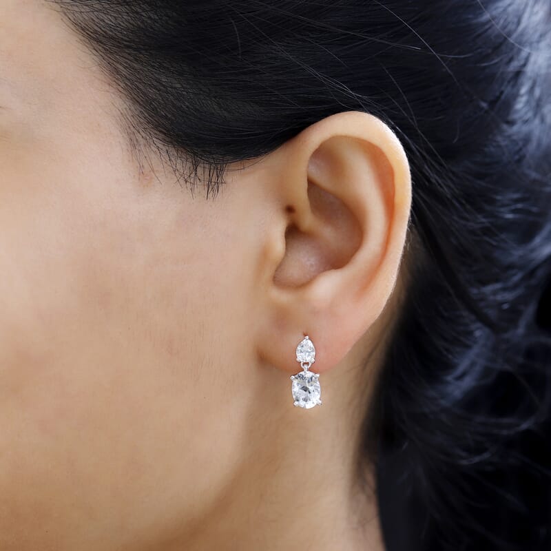 Brazilian Petalite Celebrity Earrings in Rhodium Over Sterling Silver 2.35 ctw
