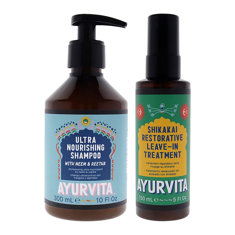 AyurVita Ultra Nourishing Shampoo - Neem & Reetha 10 fl oz and Shikakai Restorative Leave-In Treatment