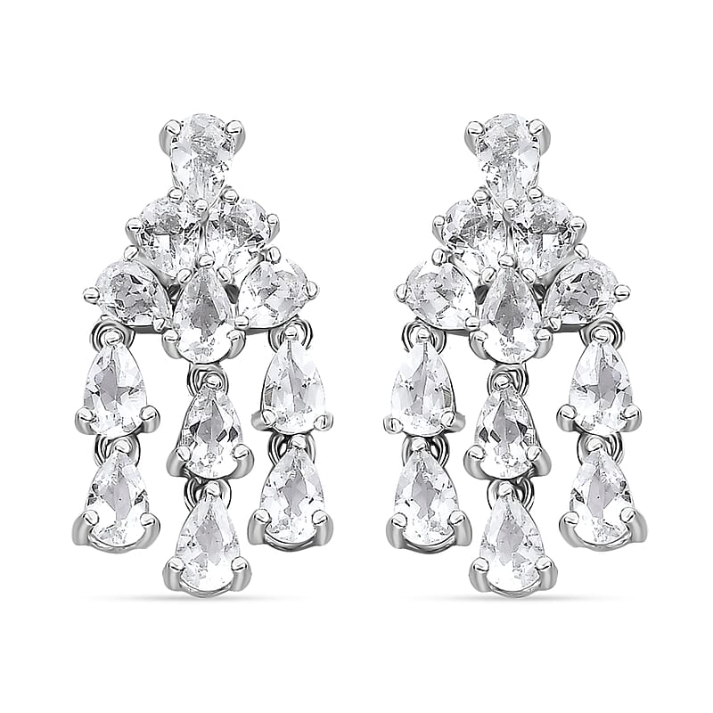 Brazilian Petalite Celebrity Earrings in Rhodium Over Sterling Silver 3.85 ctw