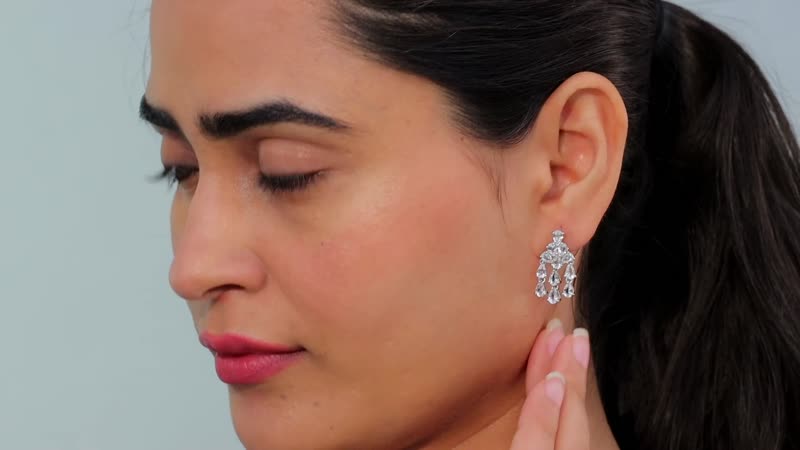 Brazilian Petalite Celebrity Earrings in Rhodium Over Sterling Silver 3.85 ctw
