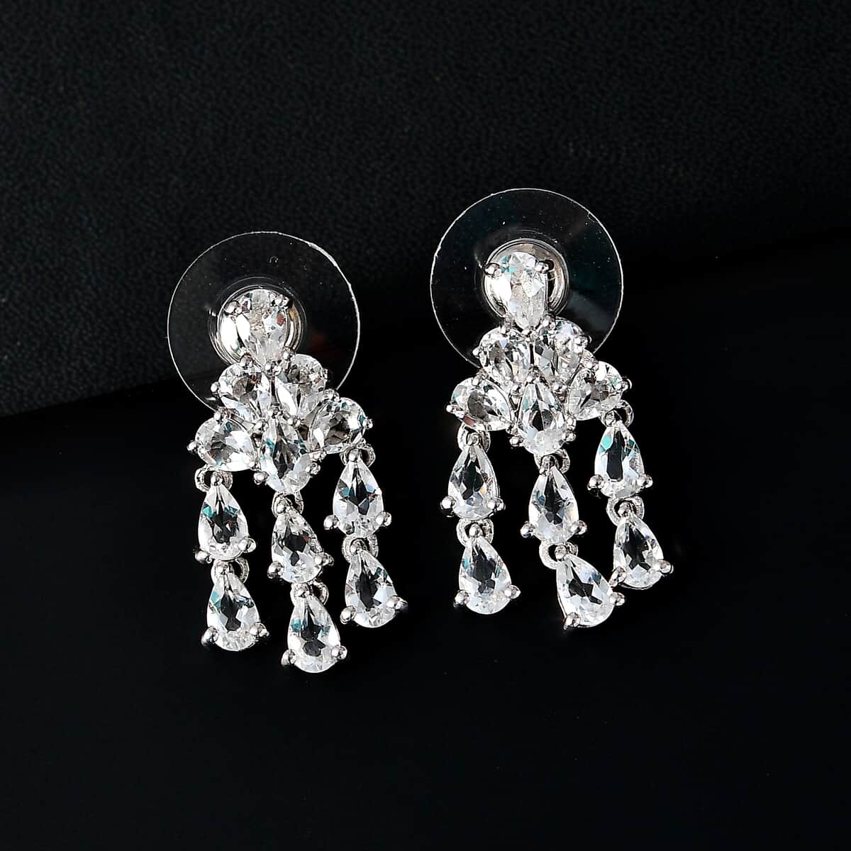 Brazilian Petalite Celebrity Earrings in Rhodium Over Sterling Silver 3.85 ctw image number 1