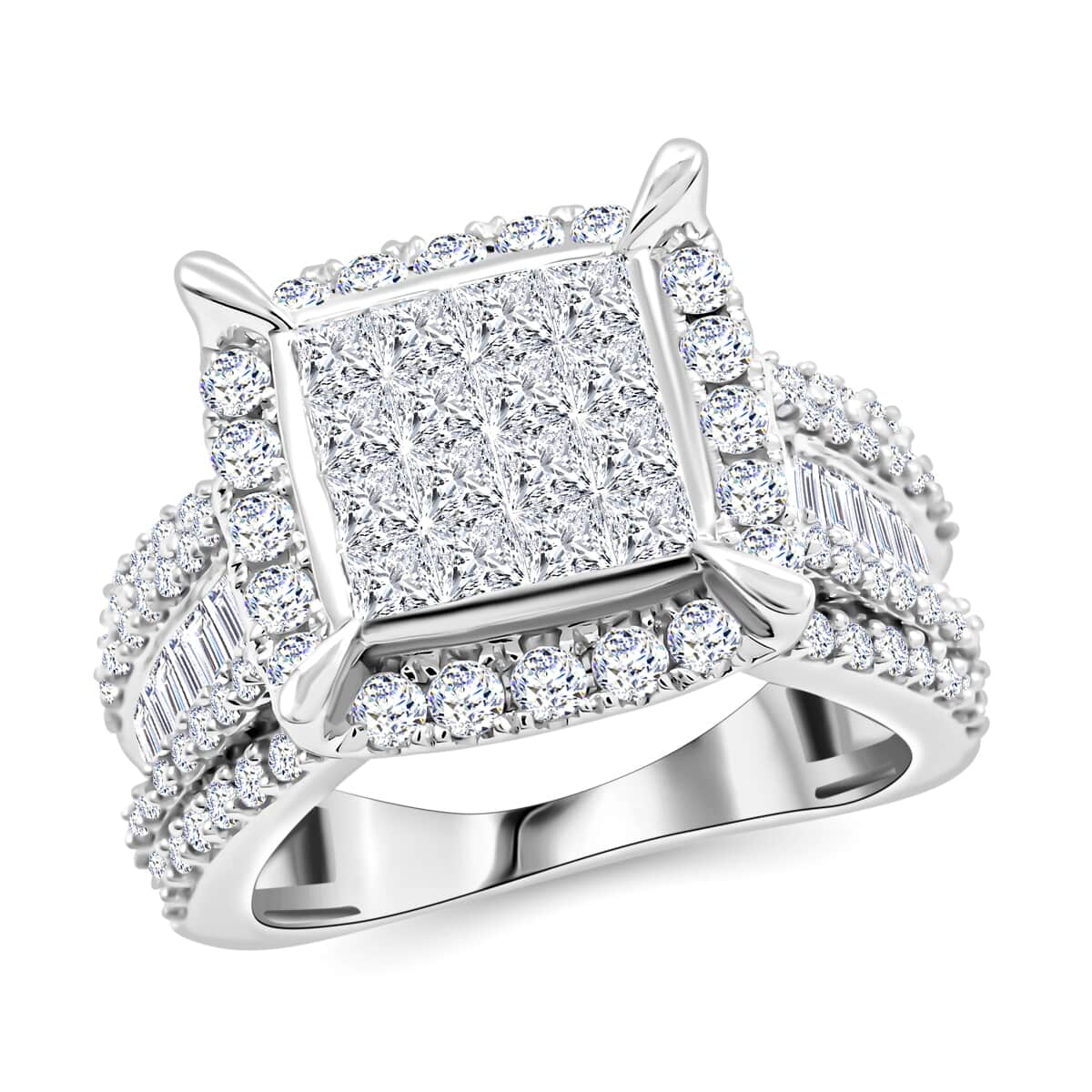 10K White Gold G - SI2 Diamond Ring (Size 6.0) 6.20 Grams 2.00 ctw image number 0