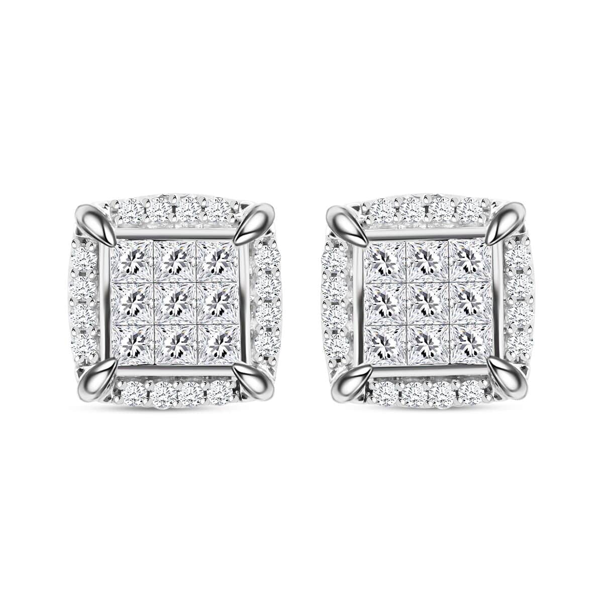 10K White Gold Diamond I2-I3 Earrings 1.00 ctw image number 0