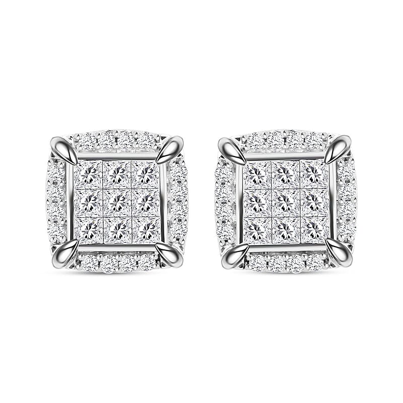 10K White Gold Diamond I2-I3 Earrings 1.00 ctw