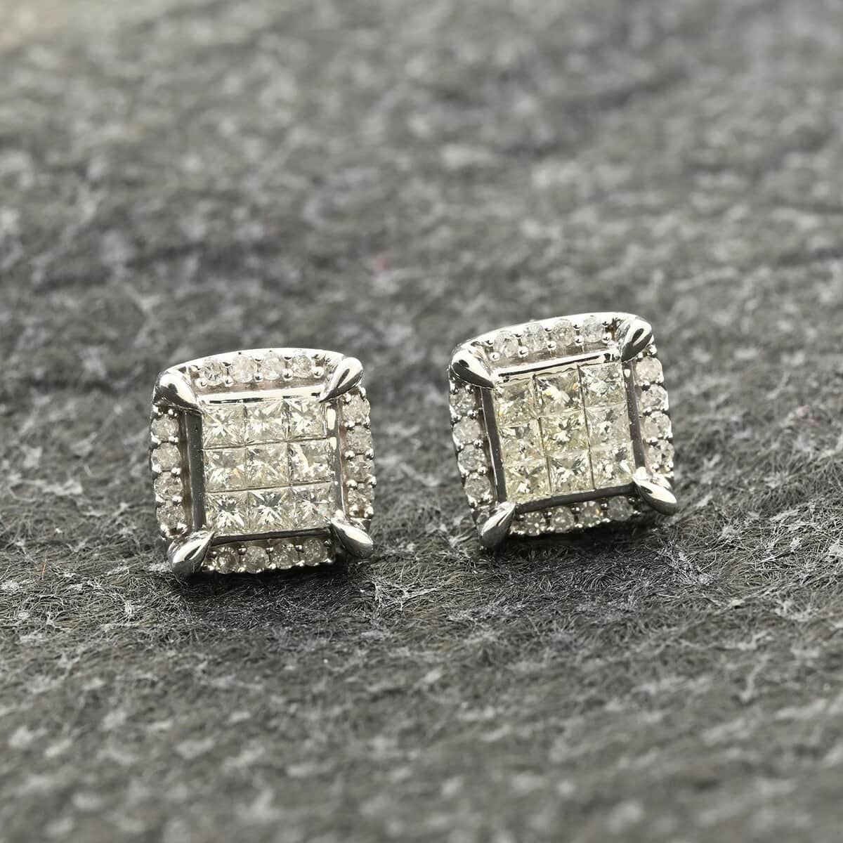 10K White Gold Diamond I2-I3 Earrings 1.00 ctw image number 1