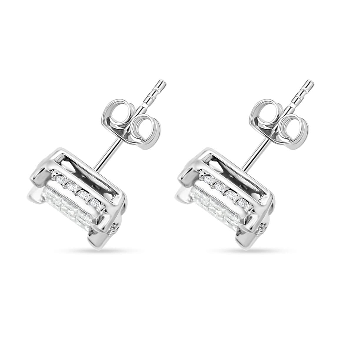 10K White Gold Diamond I2-I3 Earrings 1.00 ctw image number 3