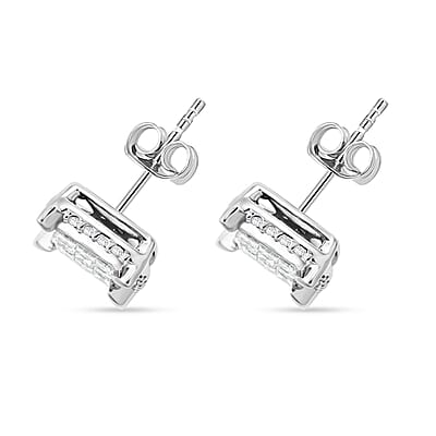 10K White Gold Diamond I2-I3 Earrings 1.00 ctw