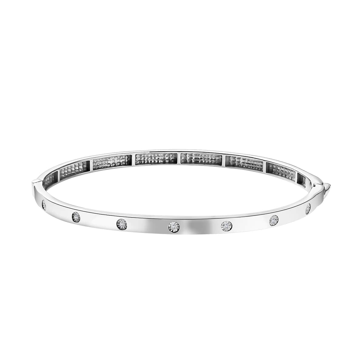 Karis White Diamond Accent Bangle Bracelet (7.25 In) in Platinum Bond image number 0