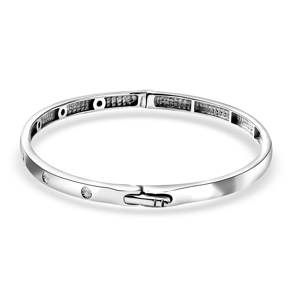 Karis White Diamond Accent Bangle Bracelet (7.25 In) in Platinum Bond image number 3