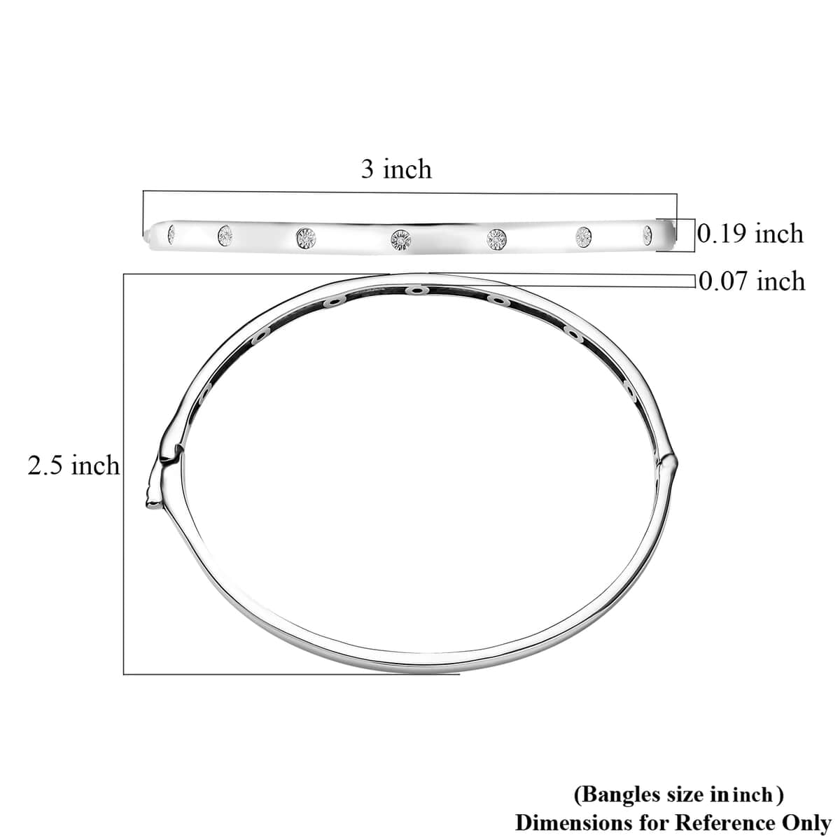 Karis White Diamond Accent Bangle Bracelet (7.25 In) in Platinum Bond image number 5