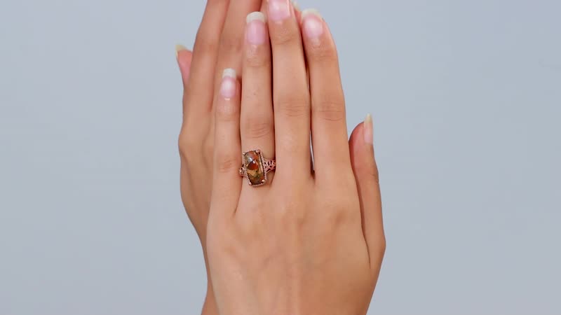 Matrix Fire Opal Solitaire Ring in 14K RG Over Copper (Size 10.0) 4.65 ctw