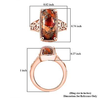 Matrix Fire Opal 4.65 ctw Solitaire Ring in 14K Rose Gold Over Copper with Magnet (Size 10.0)