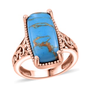 Matrix Chestnut Brine Turquoise 4.60 ctw Ring in 14K Rose Gold Over Copper with Magnet (Size 8.0)