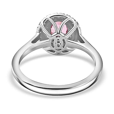 Rhapsody AAAA Padparadscha Sapphire and E-F VS Diamond 1.35 ctw Double Halo Ring in 950 Platinum (Size 10.0) 5.60 Grams