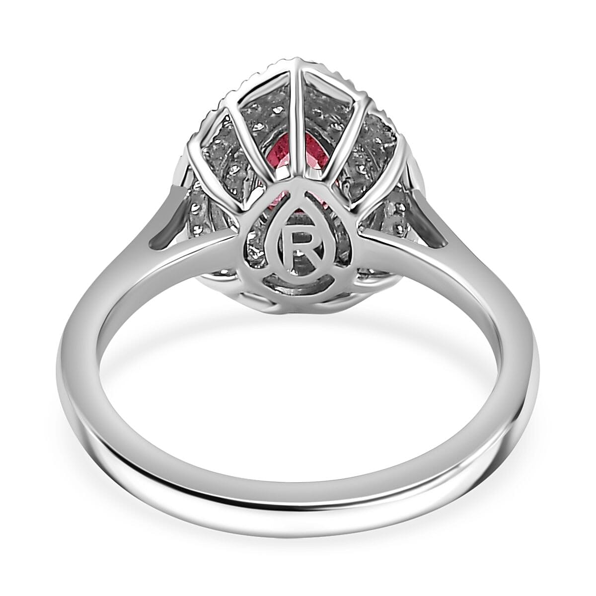 Certified & Appraised Rhapsody AAAA Padparadscha Sapphire and E-F VS Diamond 1.35 ctw Double Halo Ring in 950 Platinum (Size 8.0) 5.85 Grams
