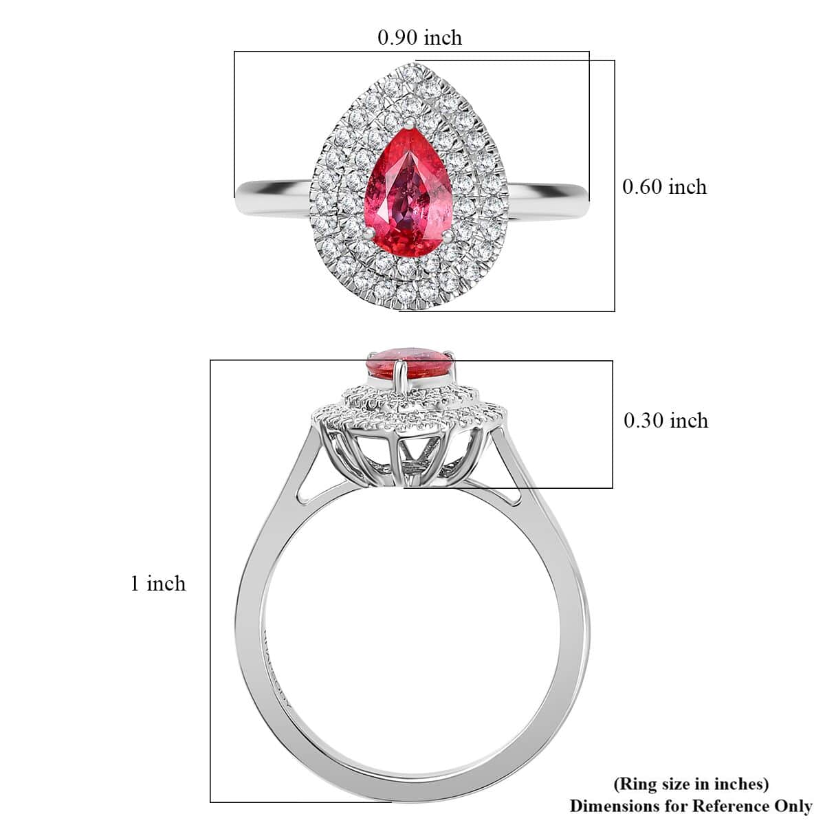 Certified & Appraised Rhapsody AAAA Padparadscha Sapphire and E-F VS Diamond 1.35 ctw Double Halo Ring in 950 Platinum (Size 8.0) 5.85 Grams image number 5