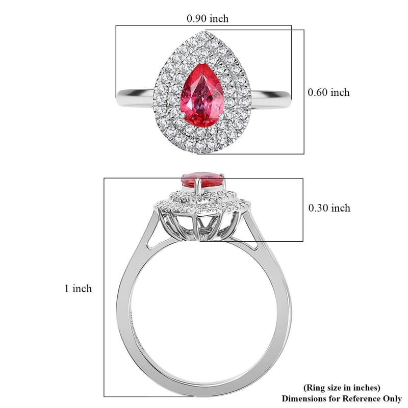 Certified & Appraised Rhapsody AAAA Padparadscha Sapphire and E-F VS Diamond 1.35 ctw Double Halo Ring in 950 Platinum (Size 8.0) 5.85 Grams