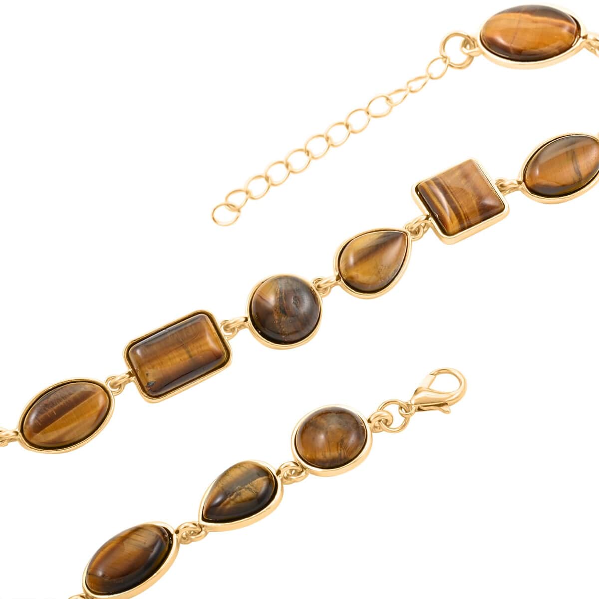 Yellow Tiger's Eye Necklace 18-20 Inches in Goldtone 160.00 ctw image number 3