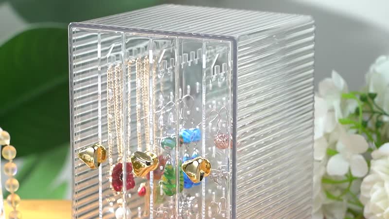 Clear 3 Drawer Acrylic Earrings Display Stand (Can Hold 108 Pairs) (5.12"x5.12"x6.70")