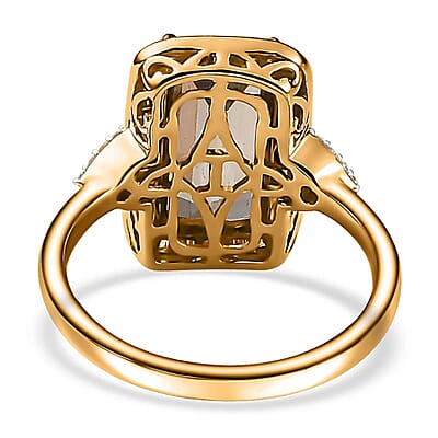 Iliana 18K Yellow Gold AAA Turkizite, White Diamond (G-H, SI) (0.45 cts) Ring (Size 10.0) (5.65 g) 5.50 ctw