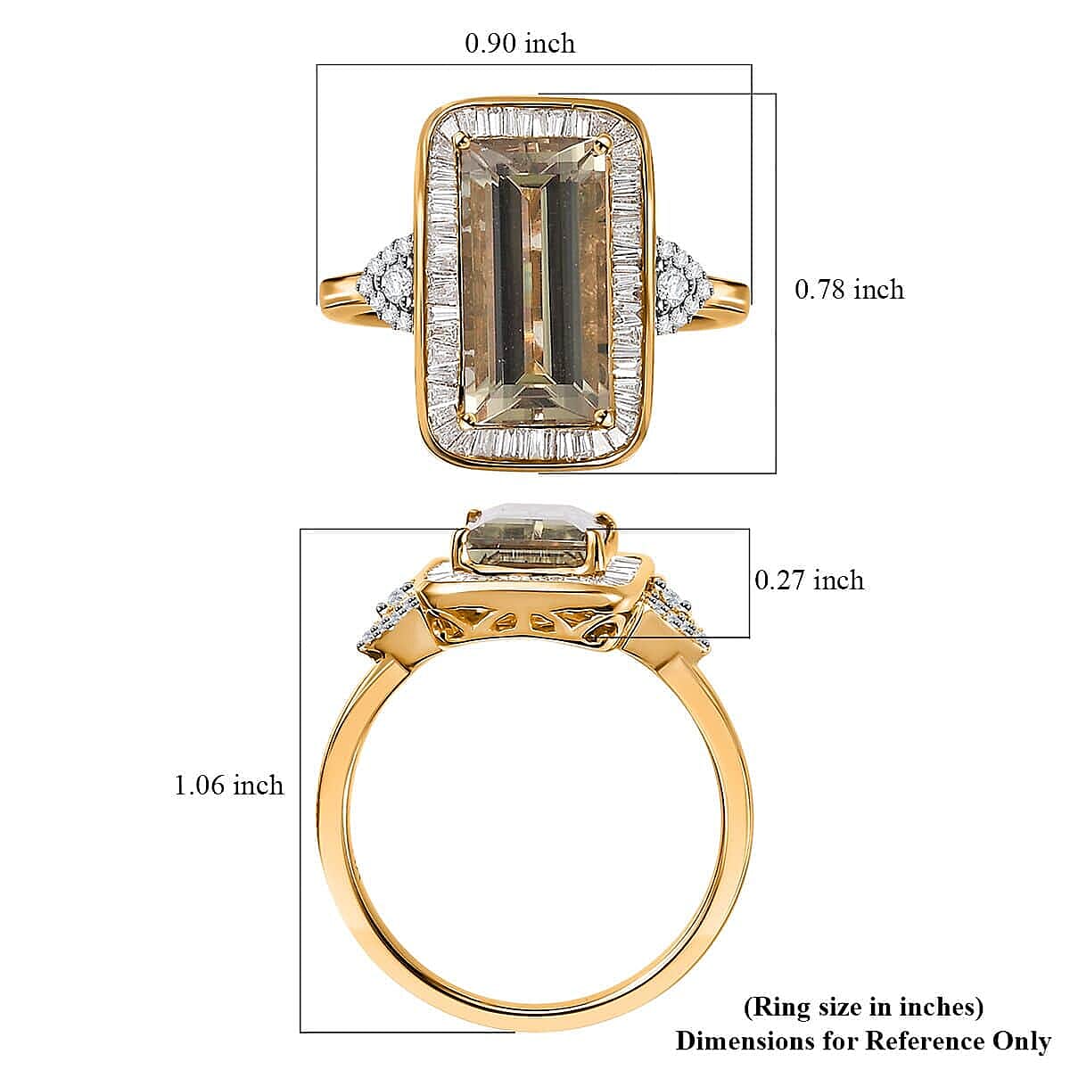 Iliana 18K Yellow Gold AAA Turkizite, White Diamond (G-H, SI) (0.45 cts) Ring (Size 10.0) (5.65 g) 5.50 ctw