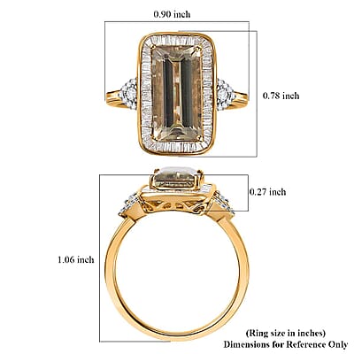 Iliana 18K Yellow Gold AAA Turkizite, White Diamond (G-H, SI) (0.45 cts) Ring (Size 10.0) (5.65 g) 5.50 ctw