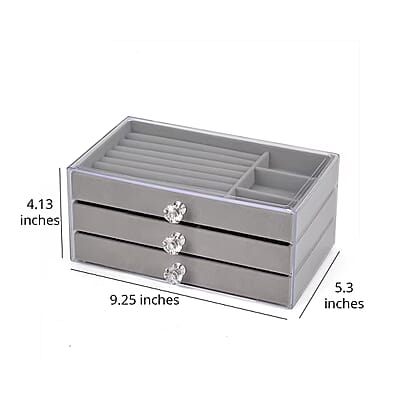 Gray 3 Layer Jewelry Organizer with Transparent Cover