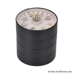 Black 4 Layer Stackable Faux Leather Jewelry Organizer with Transparent Lid