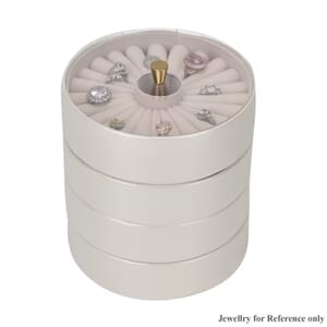 Beige 4 Layer Stackable Faux Leather Jewelry Organizer with Transparent Lid