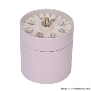 Pink 4 Layer Stackable Faux Leather Jewelry Organizer with Transparent Lid