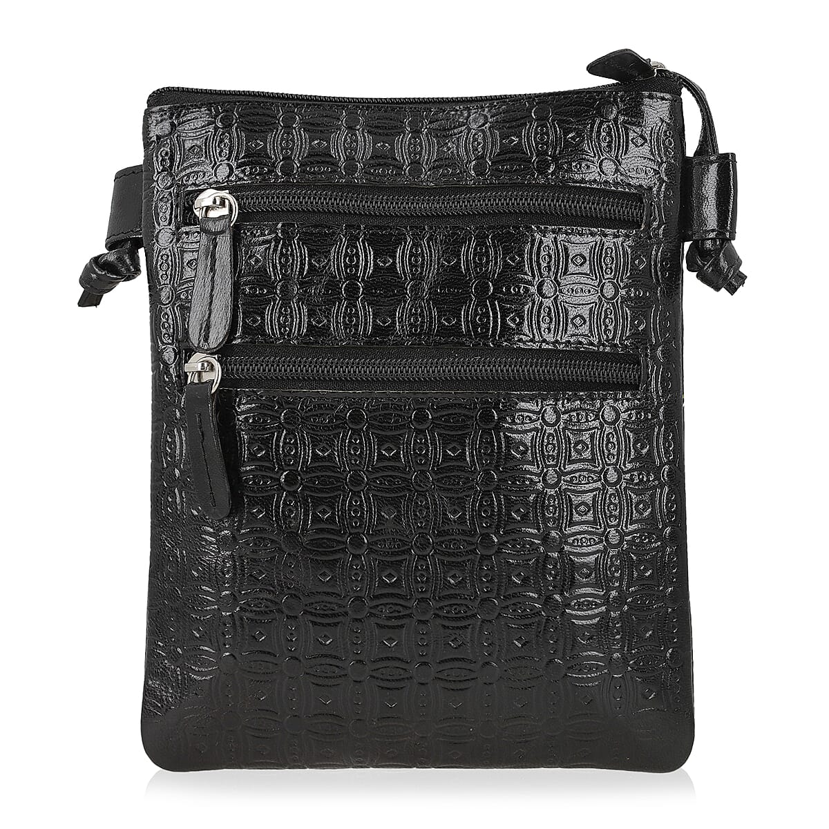 Vivid by Sukriti Black Color Cat Pattern Hand Painted Genuine Leather Crossbody Bag image number 3