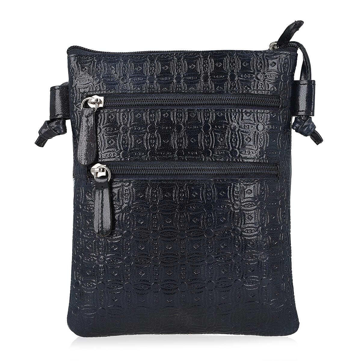 Vivid by Sukriti Teal Color Tiger Pattern Hand Painted Genuine Leather Crossbody Bag image number 3