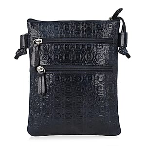 Vivid by Sukriti Teal Color Tiger Pattern Hand Painted Genuine Leather Crossbody Bag