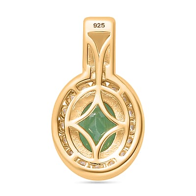 Zambian Emerald and White Zircon 1.09 ctw Pendant in Vermeil YG Over Sterling Silver