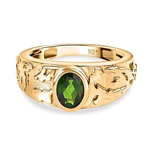 Chrome Diopside 0.79 ctw Ring in Vermeil Yellow Gold Over Sterling Silver (Size 6.5)