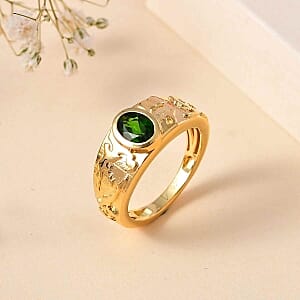 Chrome Diopside 0.79 ctw Ring in Vermeil Yellow Gold Over Sterling Silver (Size 6.5)
