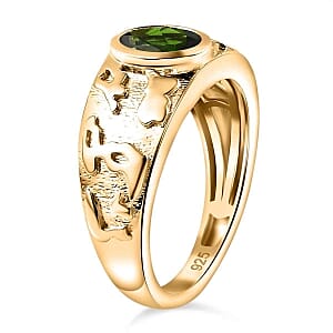 Chrome Diopside 0.79 ctw Ring in Vermeil Yellow Gold Over Sterling Silver (Size 6.5)