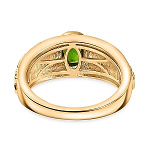 Chrome Diopside 0.79 ctw Ring in Vermeil Yellow Gold Over Sterling Silver (Size 6.5)
