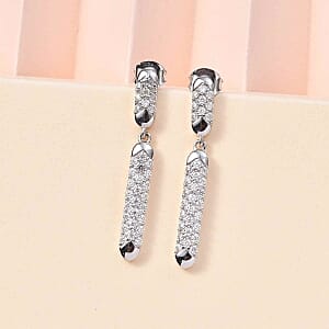 Moissanite Fancy 1.32 ctw Earrings in Rhodium Over Sterling Silver
