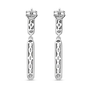 Moissanite Fancy 1.32 ctw Earrings in Rhodium Over Sterling Silver