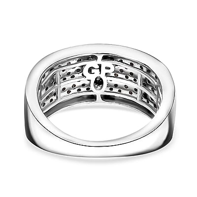 GP Royal Art Deco Collection Black and White Diamond 0.50 ctw Ring in Rhodium Over Sterling Silver (Size 10.0)