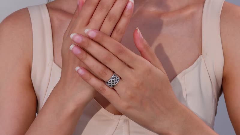 GP Royal Art Deco Collection Black Diamond (IR), Diamond Men's Ring in Rhodium Over Sterling Silver (Size 10.0) 0.75 ctw