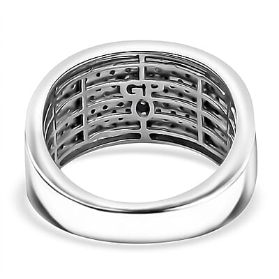 GP Royal Art Deco Collection Black and White Diamond 0.75 ctw Men's Ring in Rhodium Over Sterling Silver (Size 10.0)