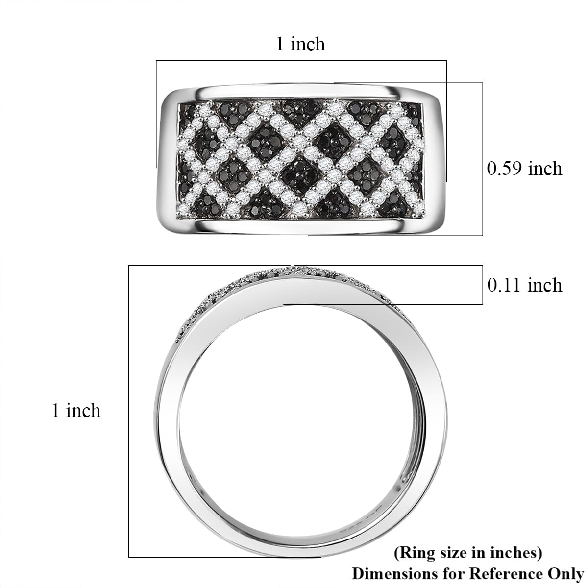 GP Royal Art Deco Collection Black and White Diamond 0.75 ctw Men's Ring in Rhodium Over Sterling Silver (Size 14.0) image number 5