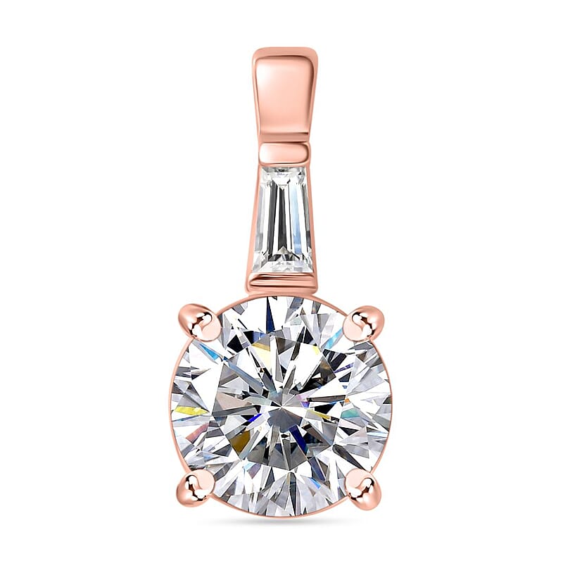 Moissanite 1.90 ctw Pendant without Chain in 18K Vermeil Rose Gold Over Sterling Silver